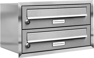 AL Briefkastensysteme Wandbriefkasten 2 Fach Premium Edelstahl Unterputz Briefkasten A4 modern wetterfest
