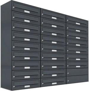 AL Briefkastensysteme Wandbriefkasten 25 Fach Premium Briefkasten A4 in RAL Farbe 7016 Anthrazit Grau