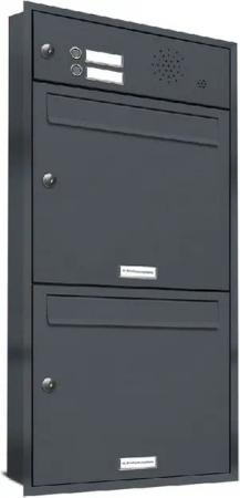 AL Briefkastensysteme Wandbriefkasten 2 Fach Premium Unterputz Briefkasten RAL 7016 Anthrazit wetterfest