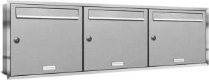 AL Briefkastensysteme Wandbriefkasten 3 Fach Premium Edelstahl Unterputz Briefkasten A4 modern wetterfest