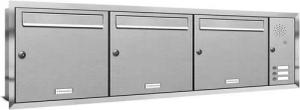 AL Briefkastensysteme Wandbriefkasten 3 Fach Premium Edelstahl Unterputz Briefkasten A4 modern wetterfest