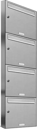 AL Briefkastensysteme Wandbriefkasten 4 Fach Premium Edelstahl Briefkasten Post A4 modern robustwetterfest