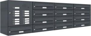 AL Briefkastensysteme Wandbriefkasten 13 Fach Premium Briefkasten A4 in RAL 7016 Anthrazit Grau wetterfest