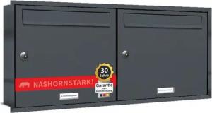 AL Briefkastensysteme Wandbriefkasten 2 Fach Premium Unterputz Briefkasten RAL 7016 Anthrazit wetterfest
