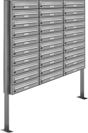 AL Briefkastensysteme Standbriefkasten 30 Fach Premium Edelstahl Briefkasten Post A4 modern robustwetterfest