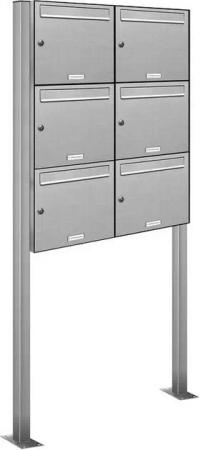 AL Briefkastensysteme Standbriefkasten 6 Fach Premium Edelstahl Briefkasten Post A4 modern robustwetterfest