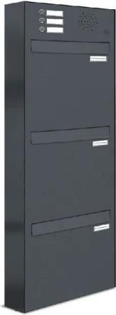 AL Briefkastensysteme Durchwurfbriefkasten 3 Fach Premium Briefkasten A4 in RAL 7016 Anthrazit Grau wetterfest