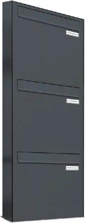 AL Briefkastensysteme Durchwurfbriefkasten 3 Fach Premium Briefkasten A4 in RAL 7016 Anthrazit Grau wetterfest