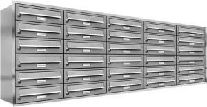 AL Briefkastensysteme Wandbriefkasten 30 Fach Premium Edelstahl Unterputz Briefkasten A4 modern wetterfest
