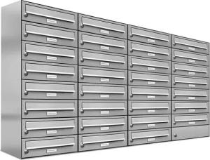 AL Briefkastensysteme Wandbriefkasten 31 Fach Premium Edelstahl Briefkasten Post A4 modern robustwetterfest