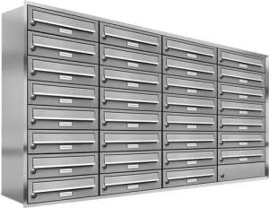 AL Briefkastensysteme Wandbriefkasten 31 Fach Premium Edelstahl Unterputz Briefkasten A4 modern wetterfest