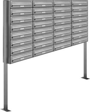 AL Briefkastensysteme Standbriefkasten 32 Fach Premium Edelstahl Briefkasten Post A4 modern robustwetterfest