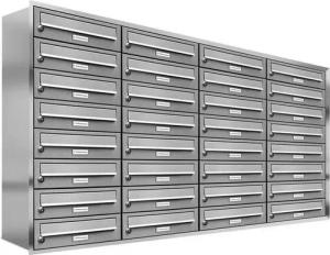 AL Briefkastensysteme Wandbriefkasten 32 Fach Premium Edelstahl Unterputz Briefkasten A4 modern wetterfest
