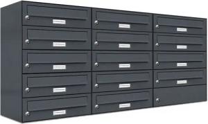 AL Briefkastensysteme Wandbriefkasten 14 Fach Premium Briefkasten A4 in RAL Farbe 7016 Anthrazit Grau