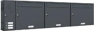 AL Briefkastensysteme Wandbriefkasten 3 Fach Premium Briefkasten A4 in RAL 7016 Anthrazit Grau wetterfest