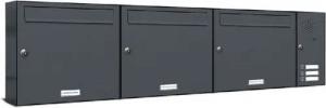 AL Briefkastensysteme Wandbriefkasten 3 Fach Premium Briefkasten A4 in RAL 7016 Anthrazit Grau wetterfest