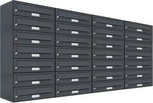 AL Briefkastensysteme Wandbriefkasten 28 Fach Premium Briefkasten A4 in RAL Farbe 7016 Anthrazit Grau