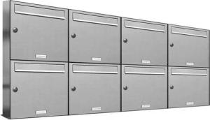 AL Briefkastensysteme Wandbriefkasten 8 Fach Premium Edelstahl Briefkasten Post A4 modern robustwetterfest