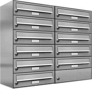 AL Briefkastensysteme Wandbriefkasten 11 Fach Premium Edelstahl Briefkasten Post A4 modern robustwetterfest