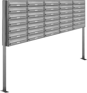 AL Briefkastensysteme Standbriefkasten 34 Fach Premium Edelstahl Briefkasten Post A4 modern robustwetterfest