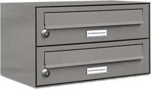 AL Briefkastensysteme Wandbriefkasten 2 Fach Premium Briefkasten A4 in RAL Farbe 9007 Aluminium Grau