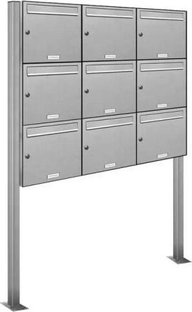 AL Briefkastensysteme Standbriefkasten 9 Fach Premium Edelstahl Briefkasten Post A4 modern robustwetterfest