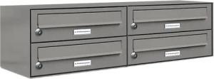 AL Briefkastensysteme Wandbriefkasten 4 Fach Premium Briefkasten A4 in RAL Farbe 9007 Aluminium Grau