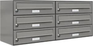 AL Briefkastensysteme Wandbriefkasten 6 Fach Premium Briefkasten A4 in RAL Farbe 9007 Aluminium Grau