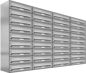 AL Briefkastensysteme Wandbriefkasten 36 Fach Premium Edelstahl Briefkasten Post A4 modern robustwetterfest