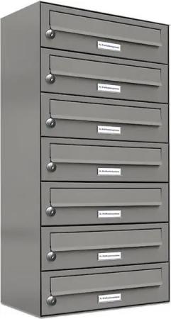 AL Briefkastensysteme Wandbriefkasten 7 Fach Premium Briefkasten A4 in RAL Farbe 9007 Aluminium Grau