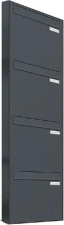 AL Briefkastensysteme Durchwurfbriefkasten 4 Fach Premium Briefkasten A4 in RAL 7016 Anthrazit Grau wetterfest