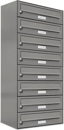 AL Briefkastensysteme Wandbriefkasten 8 Fach Premium Briefkasten A4 in RAL Farbe 9007 Aluminium Grau