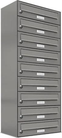 AL Briefkastensysteme Wandbriefkasten 9 Fach Premium Briefkasten A4 in RAL Farbe 9007 Aluminium Grau
