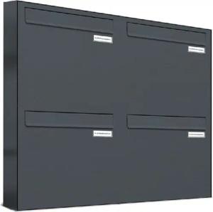 AL Briefkastensysteme Durchwurfbriefkasten 4 Fach Premium Briefkasten A4 in RAL 7016 Anthrazit Grau wetterfest