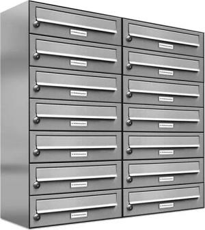 AL Briefkastensysteme Wandbriefkasten 14 Fach Premium Edelstahl Briefkasten Post A4 modern robustwetterfest