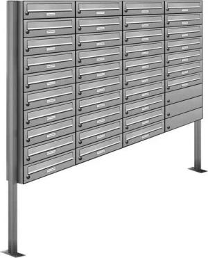 AL Briefkastensysteme Standbriefkasten 37 Fach Premium Edelstahl Briefkasten Post A4 modern robustwetterfest