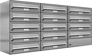 AL Briefkastensysteme Wandbriefkasten 14 Fach Premium Edelstahl Briefkasten Post A4 modern robustwetterfest