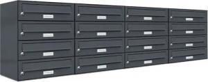 AL Briefkastensysteme Wandbriefkasten 16 Fach Premium Briefkasten A4 in RAL Farbe 7016 Anthrazit Grau
