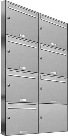 AL Briefkastensysteme Wandbriefkasten 7 Fach Premium Edelstahl Briefkasten Post A4 modern robustwetterfest