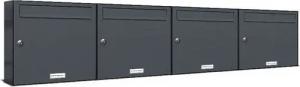 AL Briefkastensysteme Wandbriefkasten 4 Fach Premium Briefkasten A4 in RAL 7016 Anthrazit Grau wetterfest