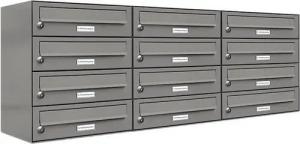 AL Briefkastensysteme Wandbriefkasten 12 Fach Premium Briefkasten A4 in RAL Farbe 9007 Aluminium Grau