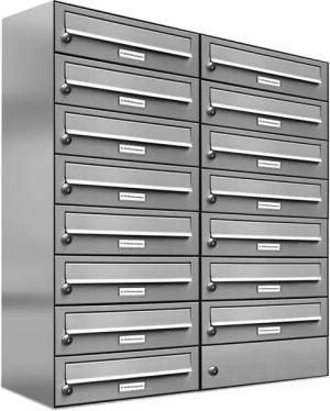 AL Briefkastensysteme Wandbriefkasten 15 Fach Premium Edelstahl Briefkasten Post A4 modern robustwetterfest