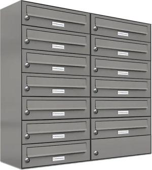 AL Briefkastensysteme Wandbriefkasten 13 Fach Premium Briefkasten A4 in RAL Farbe 9007 Aluminium Grau