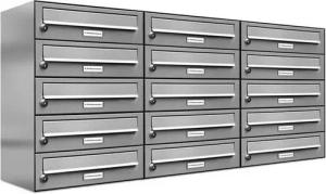 AL Briefkastensysteme Wandbriefkasten 15 Fach Premium Edelstahl Briefkasten Post A4 modern robustwetterfest