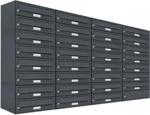 AL Briefkastensysteme Wandbriefkasten 31 Fach Premium Briefkasten A4 in RAL Farbe 7016 Anthrazit Grau