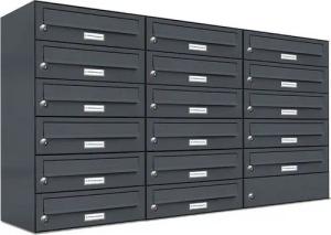 AL Briefkastensysteme Wandbriefkasten 17 Fach Premium Briefkasten A4 in RAL Farbe 7016 Anthrazit Grau