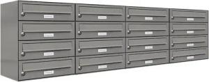 AL Briefkastensysteme Wandbriefkasten 16 Fach Premium Briefkasten A4 in RAL Farbe 9007 Aluminium Grau
