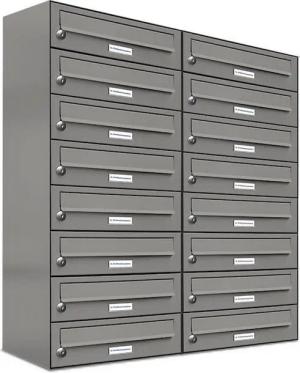 AL Briefkastensysteme Wandbriefkasten 16 Fach Premium Briefkasten A4 in RAL Farbe 9007 Aluminium Grau