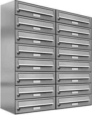 AL Briefkastensysteme Wandbriefkasten 16 Fach Premium Edelstahl Briefkasten Post A4 modern robustwetterfest