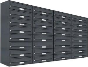 AL Briefkastensysteme Wandbriefkasten 32 Fach Premium Briefkasten A4 in RAL Farbe 7016 Anthrazit Grau